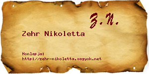 Zehr Nikoletta névjegykártya